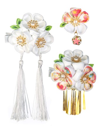 SANQUUQOO 3-Piece Hair Ornament Set for Coming-of-Age Ceremonies, Shichi-Go-San, and Other Traditional Japanese Clothing