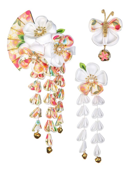 SANQUUQOO 3-Piece Hair Ornament Set for Coming-of-Age Ceremonies, Shichi-Go-San, and Other Traditional Japanese Clothing