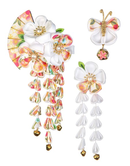 SANQUUQOO 3-Piece Hair Ornament Set for Coming-of-Age Ceremonies, Shichi-Go-San, and Other Traditional Japanese Clothing