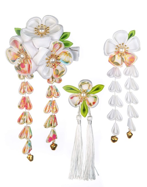 SANQUUQOO 3-Piece Hair Ornament Set for Coming-of-Age Ceremonies, Shichi-Go-San, and Other Traditional Japanese Clothing