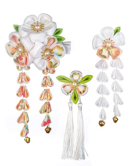 SANQUUQOO 3-Piece Hair Ornament Set for Coming-of-Age Ceremonies, Shichi-Go-San, and Other Traditional Japanese Clothing