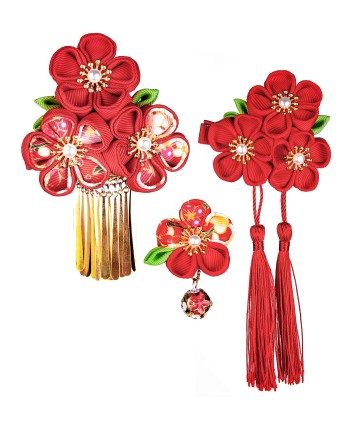 SANQUUQOO 3-Piece Hair Ornament Set for Coming-of-Age Ceremonies, Shichi-Go-San, and Other Traditional Japanese Clothing