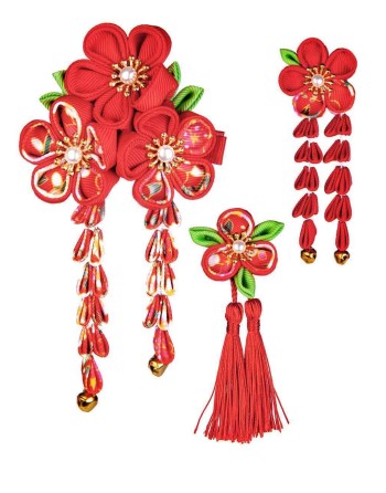 SANQUUQOO 3-Piece Hair Ornament Set for Coming-of-Age Ceremonies, Shichi-Go-San, and Other Traditional Japanese Clothing