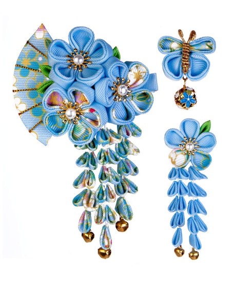 SANQUUQOO 3-Piece Hair Ornament Set for Coming-of-Age Ceremonies, Shichi-Go-San, and Other Traditional Japanese Clothing