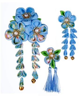 SANQUUQOO 3-Piece Hair Ornament Set for Coming-of-Age Ceremonies, Shichi-Go-San, and Other Traditional Japanese Clothing