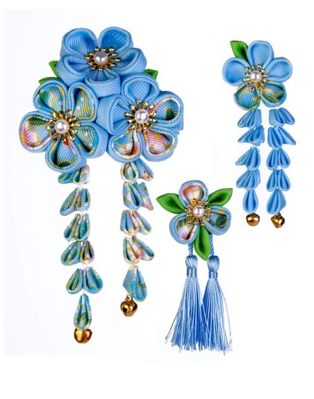 SANQUUQOO 3-Piece Hair Ornament Set for Coming-of-Age Ceremonies, Shichi-Go-San, and Other Traditional Japanese Clothing