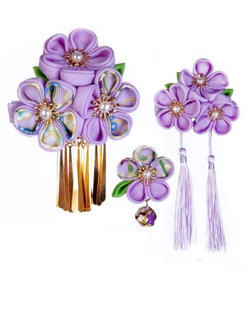 SANQUUQOO 3-Piece Hair Ornament Set for Coming-of-Age Ceremonies, Shichi-Go-San, and Other Traditional Japanese Clothing