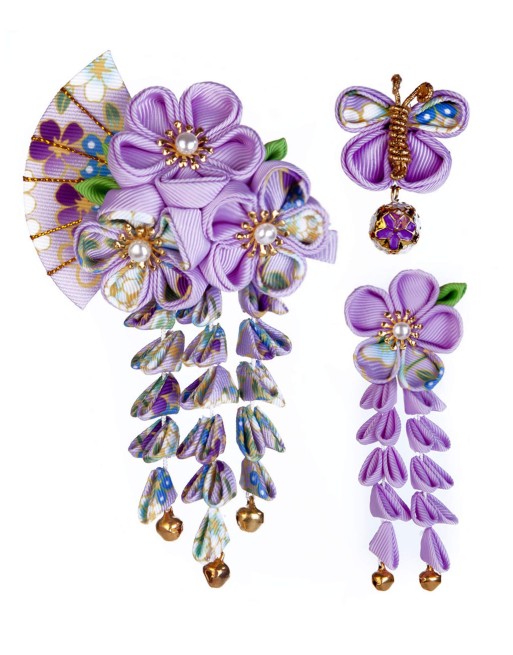 SANQUUQOO 3-Piece Hair Ornament Set for Coming-of-Age Ceremonies, Shichi-Go-San, and Other Traditional Japanese Clothing