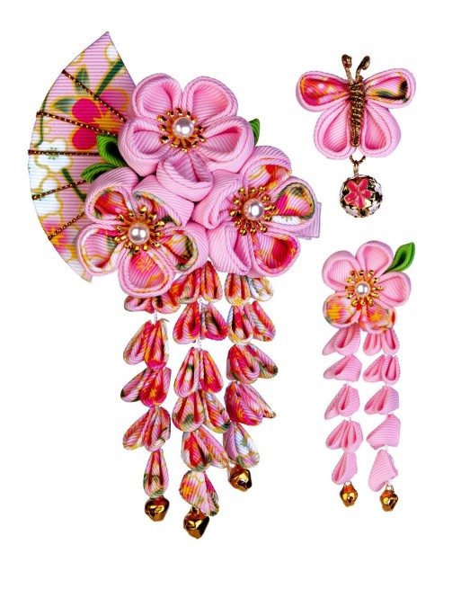 SANQUUQOO 3-Piece Hair Ornament Set for Coming-of-Age Ceremonies, Shichi-Go-San, and Other Traditional Japanese Clothing