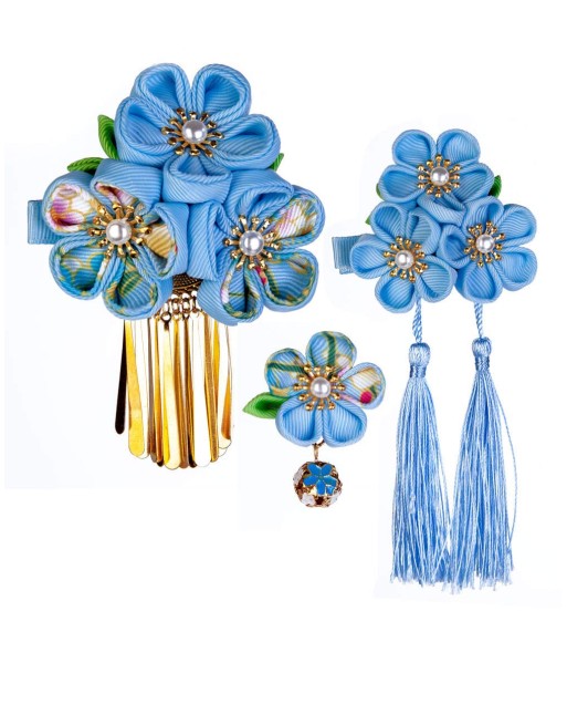 SANQUUQOO 3-Piece Hair Ornament Set for Coming-of-Age Ceremonies, Shichi-Go-San, and Other Traditional Japanese Clothing