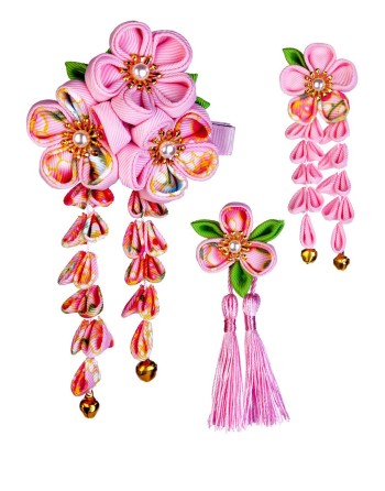 SANQUUQOO 3-Piece Hair Ornament Set for Coming-of-Age Ceremonies, Shichi-Go-San, and Other Traditional Japanese Clothing