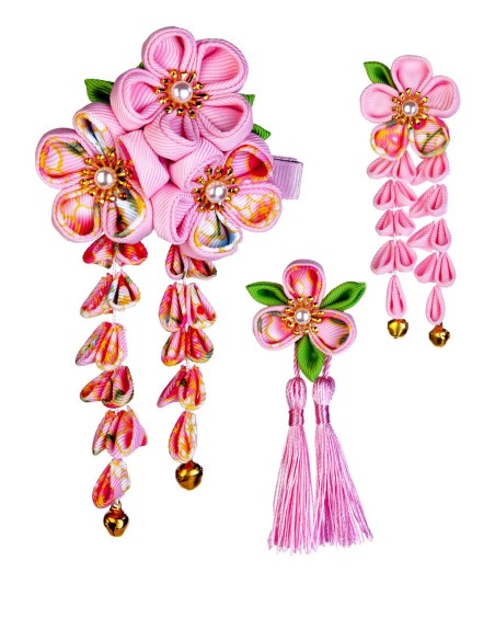 SANQUUQOO 3-Piece Hair Ornament Set for Coming-of-Age Ceremonies, Shichi-Go-San, and Other Traditional Japanese Clothing